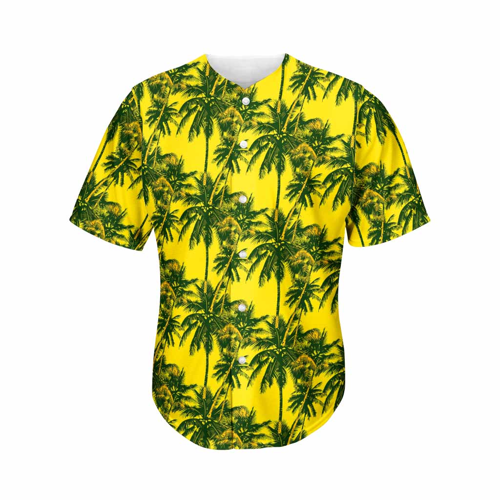 Yellow Palm Tree Pattern Print Men's Baseball Jersey