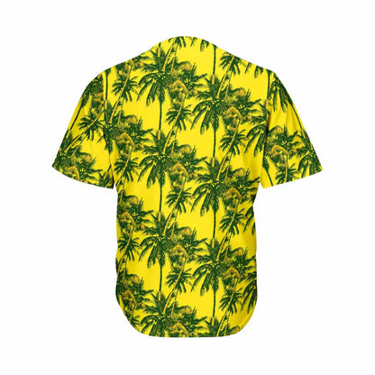 Yellow Palm Tree Pattern Print Men's Baseball Jersey
