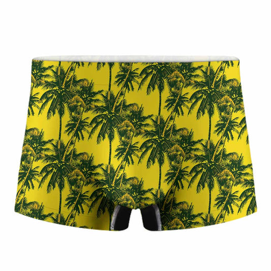Yellow Palm Tree Pattern Print Men's Boxer Briefs
