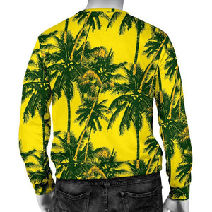Yellow Palm Tree Pattern Print Men's Crewneck Sweatshirt GearFrost