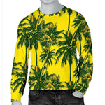Yellow Palm Tree Pattern Print Men's Crewneck Sweatshirt GearFrost
