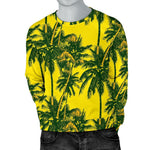 Yellow Palm Tree Pattern Print Men's Crewneck Sweatshirt GearFrost