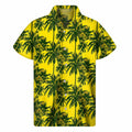 Yellow Palm Tree Pattern Print Men's Short Sleeve Shirt
