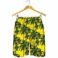 Yellow Palm Tree Pattern Print Men's Shorts