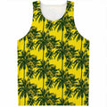 Yellow Palm Tree Pattern Print Men's Tank Top