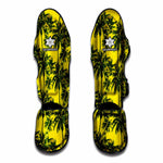 Yellow Palm Tree Pattern Print Muay Thai Shin Guard