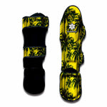 Yellow Palm Tree Pattern Print Muay Thai Shin Guard
