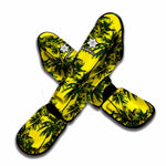 Yellow Palm Tree Pattern Print Muay Thai Shin Guard