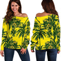 Yellow Palm Tree Pattern Print Off The Shoulder Sweatshirt