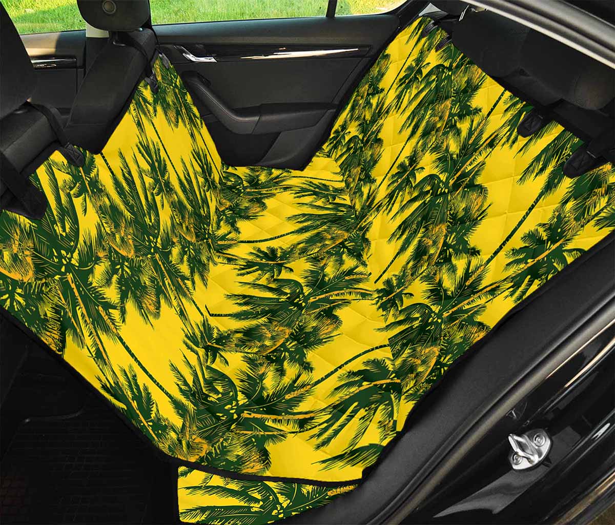 Yellow Palm Tree Pattern Print Pet Car Back Seat Cover