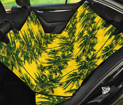 Yellow Palm Tree Pattern Print Pet Car Back Seat Cover