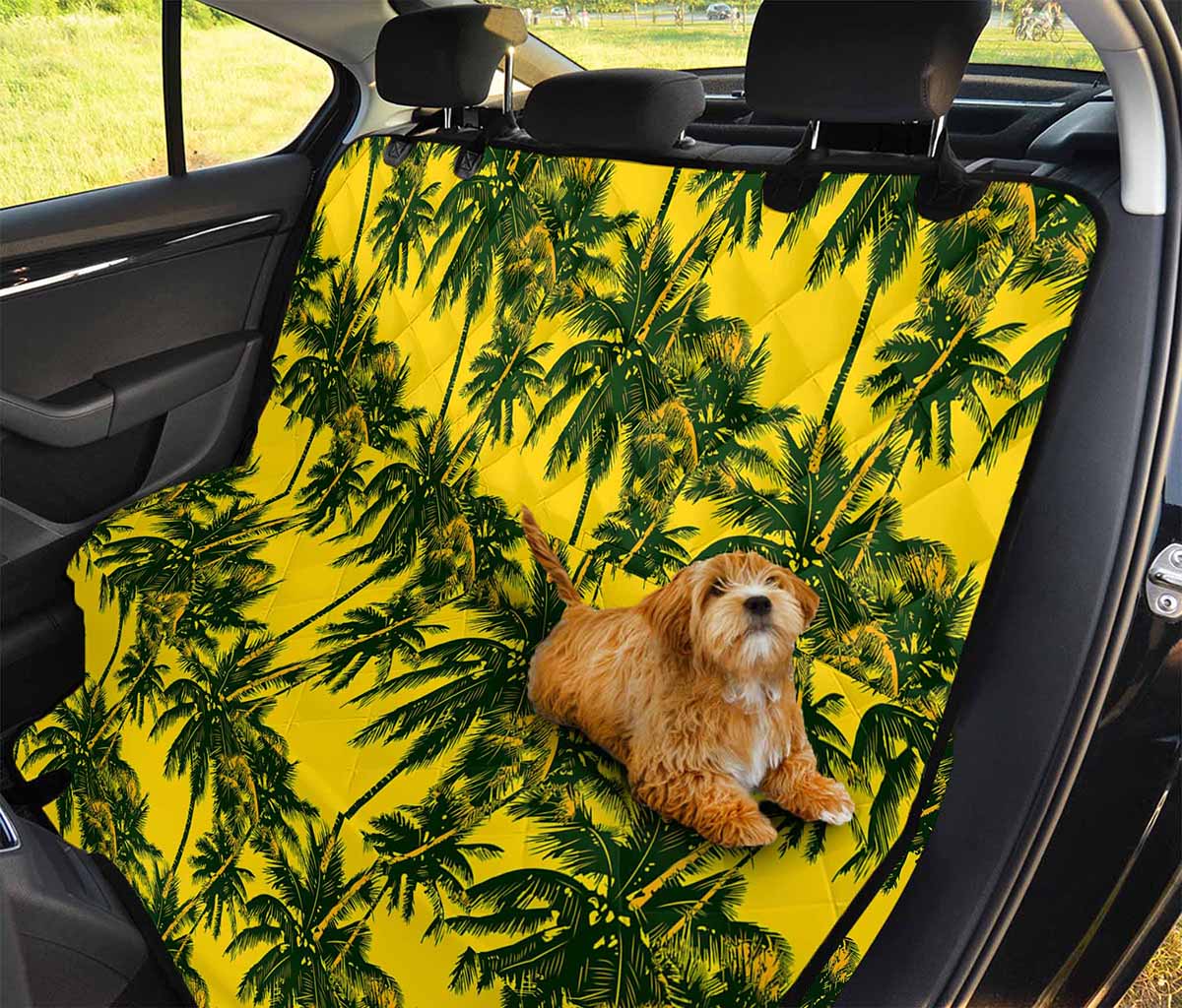 Yellow Palm Tree Pattern Print Pet Car Back Seat Cover