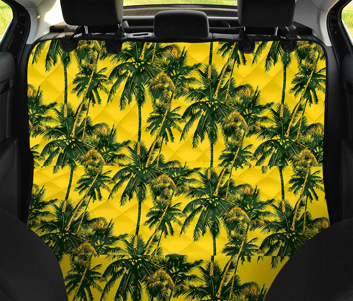 Yellow Palm Tree Pattern Print Pet Car Back Seat Cover