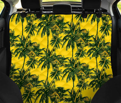 Yellow Palm Tree Pattern Print Pet Car Back Seat Cover