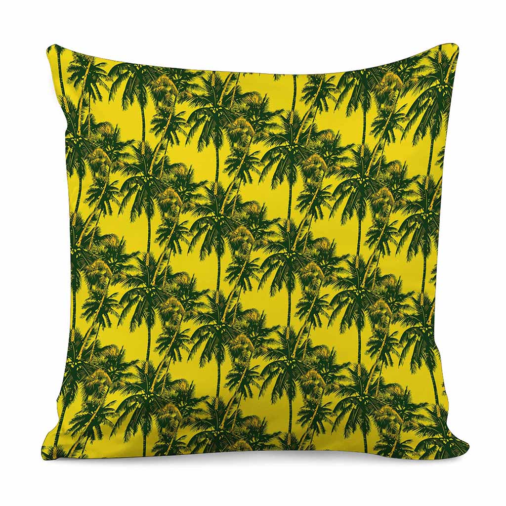 Yellow Palm Tree Pattern Print Pillow Cover