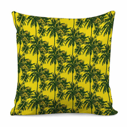 Yellow Palm Tree Pattern Print Pillow Cover