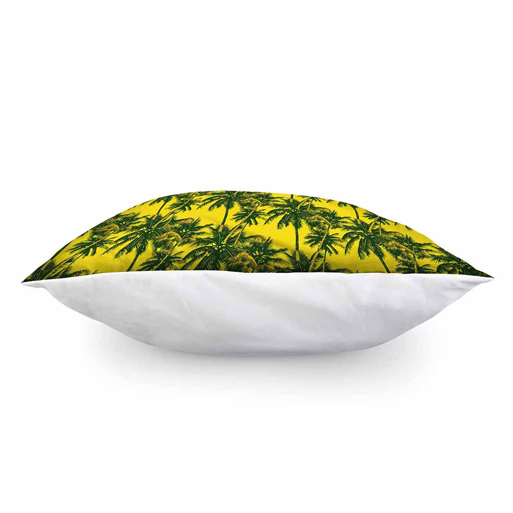 Yellow Palm Tree Pattern Print Pillow Cover