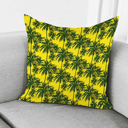 Yellow Palm Tree Pattern Print Pillow Cover