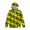 Yellow Palm Tree Pattern Print Pullover Hoodie