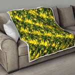 Yellow Palm Tree Pattern Print Quilt