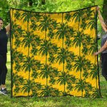 Yellow Palm Tree Pattern Print Quilt