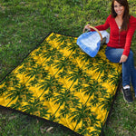 Yellow Palm Tree Pattern Print Quilt