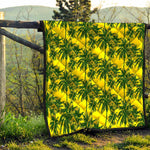Yellow Palm Tree Pattern Print Quilt