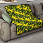 Yellow Palm Tree Pattern Print Quilt