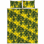 Yellow Palm Tree Pattern Print Quilt Bed Set