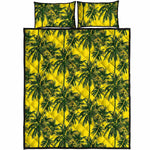 Yellow Palm Tree Pattern Print Quilt Bed Set