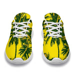 Yellow Palm Tree Pattern Print Sport Shoes GearFrost