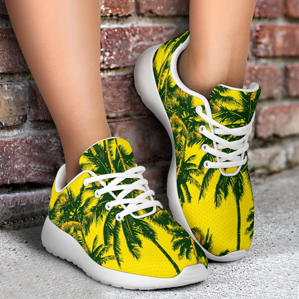 Yellow Palm Tree Pattern Print Sport Shoes GearFrost