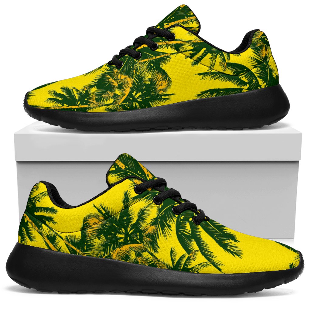 Yellow Palm Tree Pattern Print Sport Shoes GearFrost