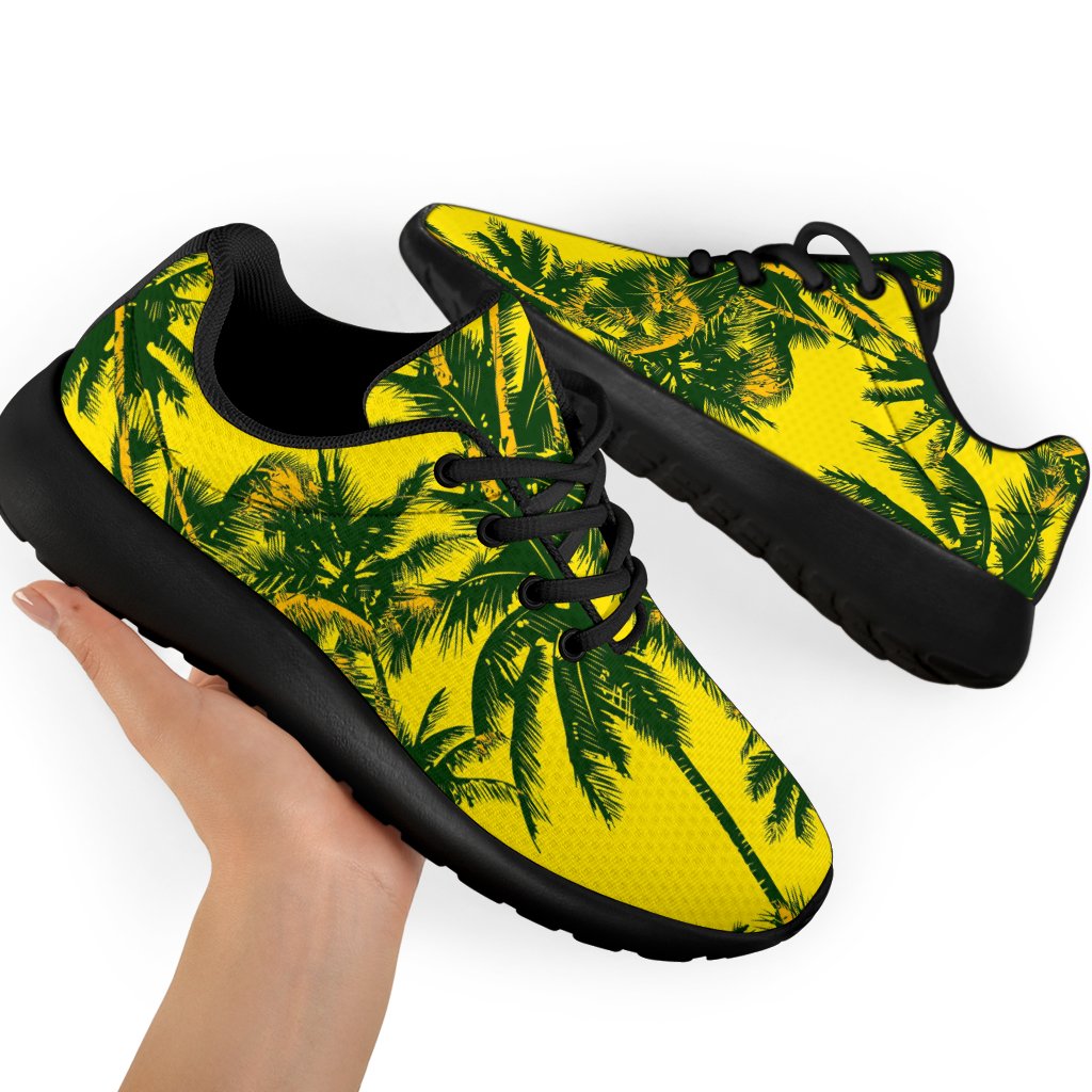 Yellow Palm Tree Pattern Print Sport Shoes GearFrost