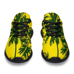 Yellow Palm Tree Pattern Print Sport Shoes GearFrost