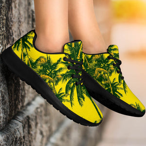 Yellow Palm Tree Pattern Print Sport Shoes GearFrost