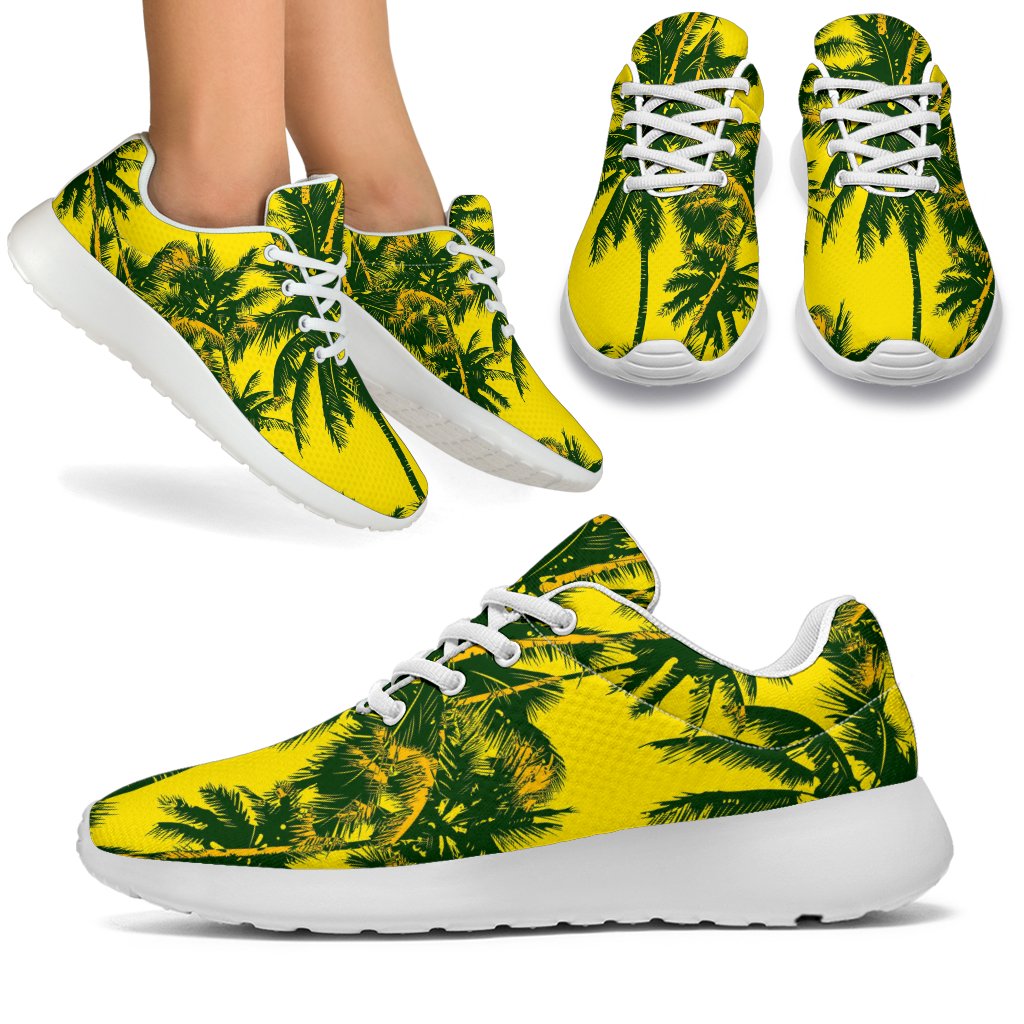 Yellow Palm Tree Pattern Print Sport Shoes GearFrost