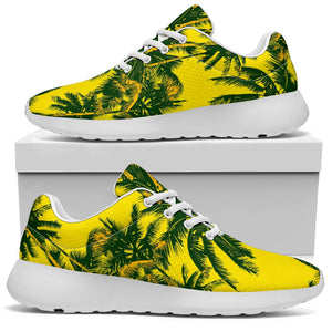 Yellow Palm Tree Pattern Print Sport Shoes GearFrost