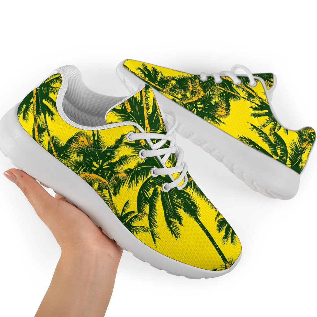 Yellow Palm Tree Pattern Print Sport Shoes GearFrost