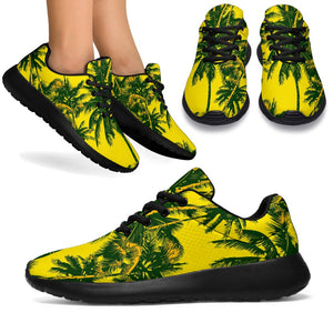 Yellow Palm Tree Pattern Print Sport Shoes GearFrost