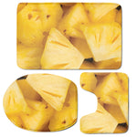 Yellow Pineapple Pieces Print 3 Piece Bath Mat Set