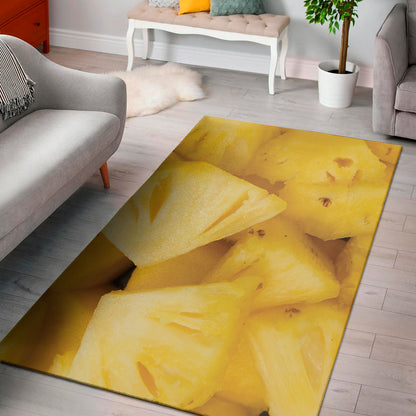 Yellow Pineapple Pieces Print Area Rug
