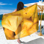 Yellow Pineapple Pieces Print Beach Sarong Wrap
