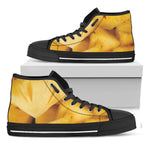 Yellow Pineapple Pieces Print Black High Top Shoes