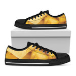 Yellow Pineapple Pieces Print Black Low Top Shoes