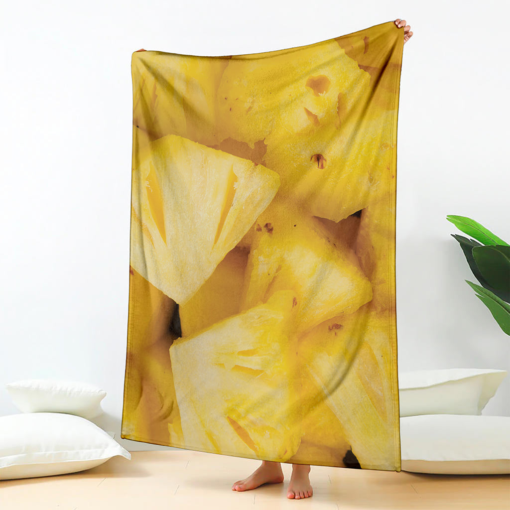 Yellow Pineapple Pieces Print Blanket