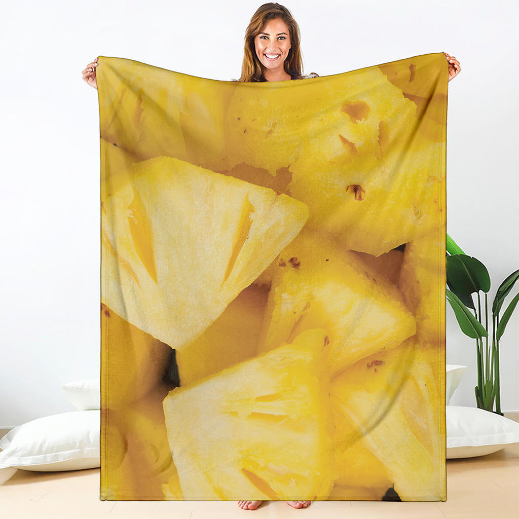 Yellow Pineapple Pieces Print Blanket