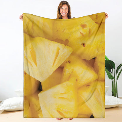 Yellow Pineapple Pieces Print Blanket