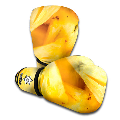 Yellow Pineapple Pieces Print Boxing Gloves