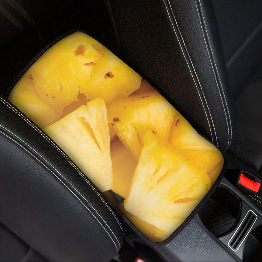 Yellow Pineapple Pieces Print Car Center Console Cover